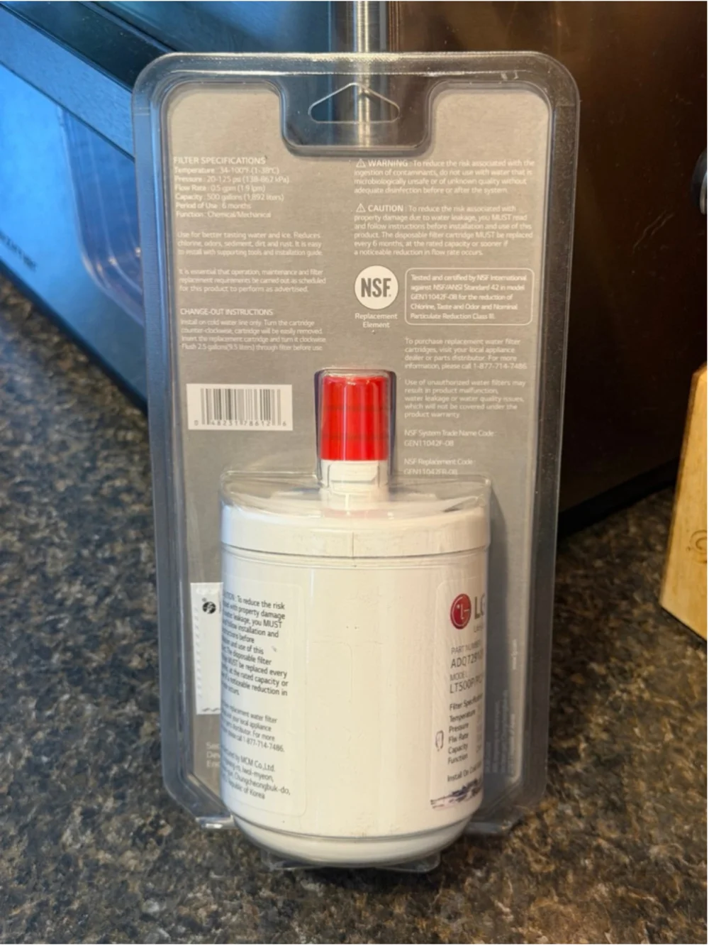 LG LT500P RefrigeratoLG LT500P Refrigerator Replacement Water Filter ADQ72910908